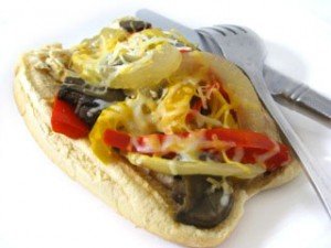 Crock pot Philly Chicken Cheesesteak Sandwiches.