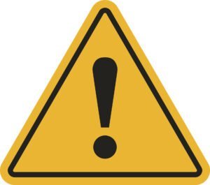 Danger sign. Exclamation point on a white background. Vector illustration