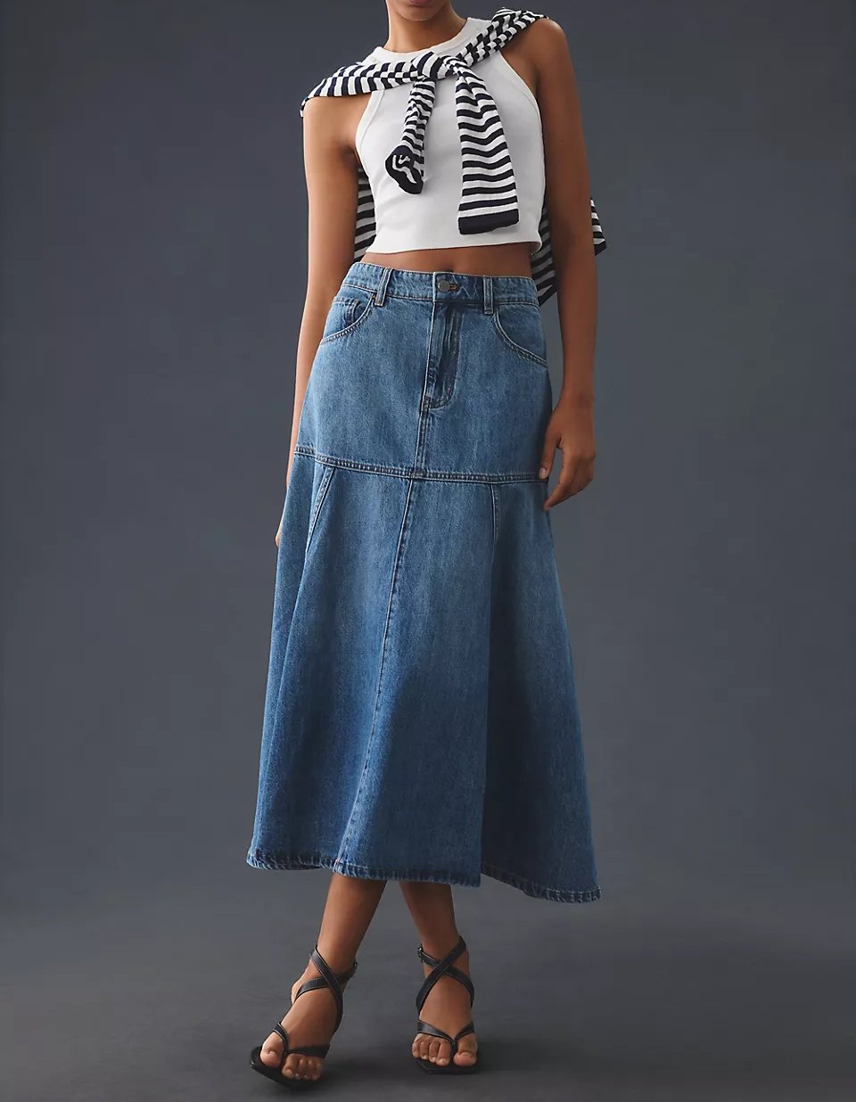 Mare Mare x Anthropologie Denim Flounce Skirt